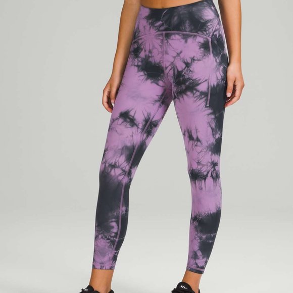 lululemon athletica Pants - NWT Lululemon Power Thru HR Tight 25", 6, Over Tie Dye Wisteria Purple Graphite